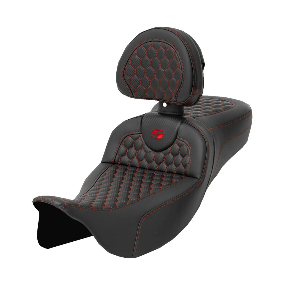 SADDLEMEN - ROADSOFA™ SEAT - HONEYCOMB - EXTENDED REACH - FLH/FLT '08-'24