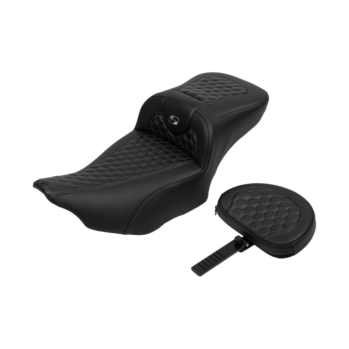 SADDLEMEN - ROADSOFA™ EXTENDED REACH SEAT - HONEYCOMB - DARK GRAY STITCH - FLTR/FLHX '23-'24