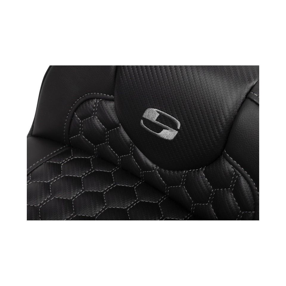SADDLEMEN - ROADSOFA™ EXTENDED REACH SEAT - HONEYCOMB - DARK GRAY STITCH - FLTR/FLHX '23-'24
