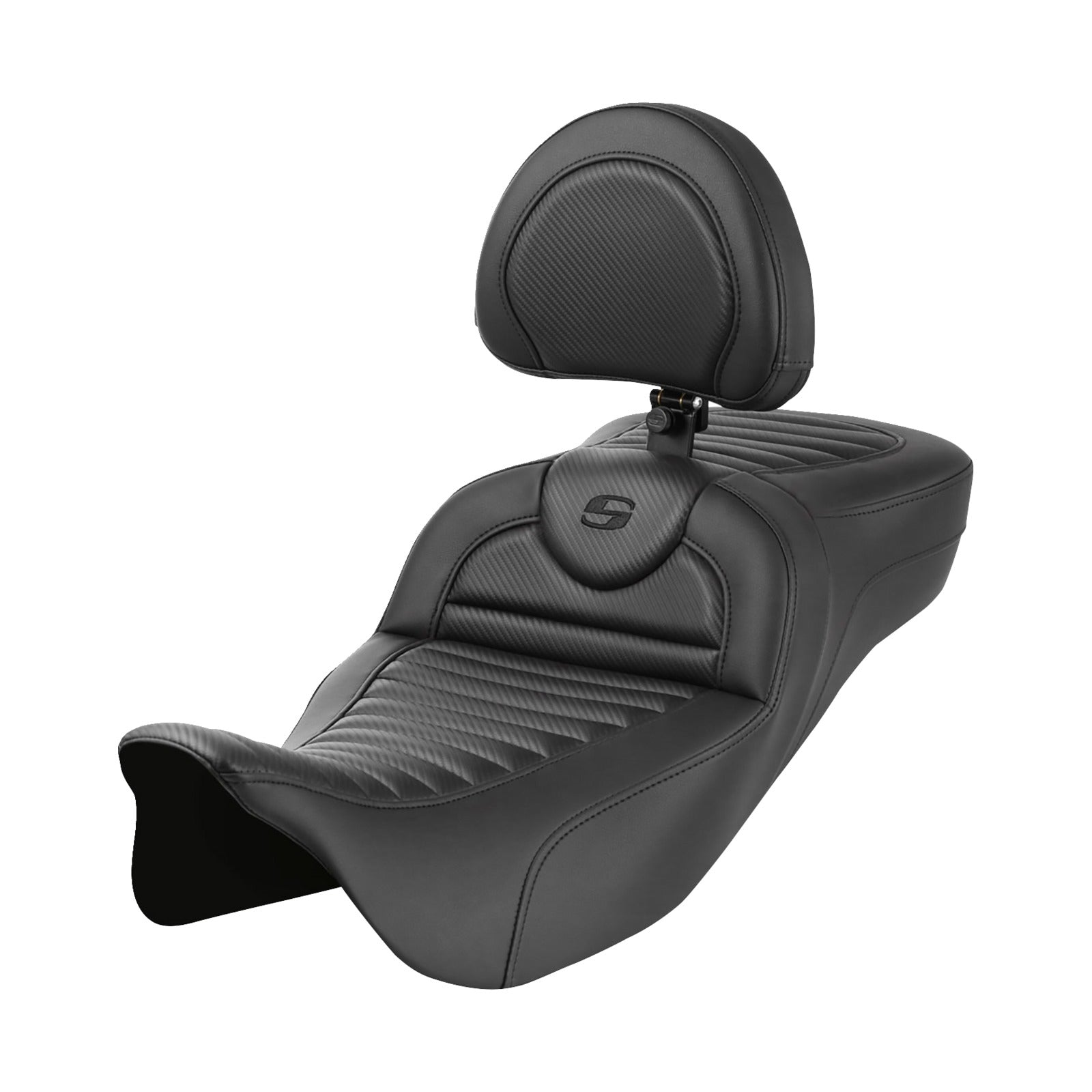 SADDLEMEN - ROADSOFA(TM) EXTENDED REACH SEAT - WITH BACKREST - TUCK-N-ROLL - CARBON FIBER - FLH/FLT '08-'24