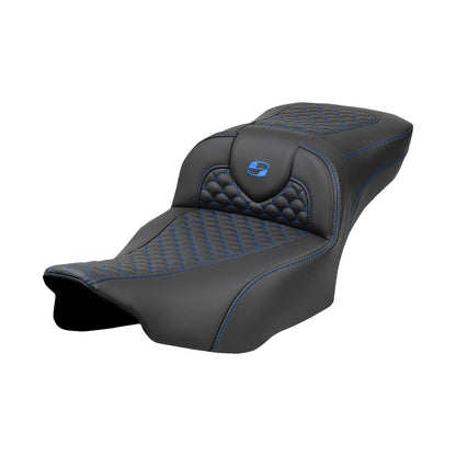 SADDLEMEN - ROADSOFA(TM) EXTENDED REACH SEAT - DRAGON SCALE STITCH - BLUE STITCH-W/O BACKREST - FLTR/FLHX '23-'24