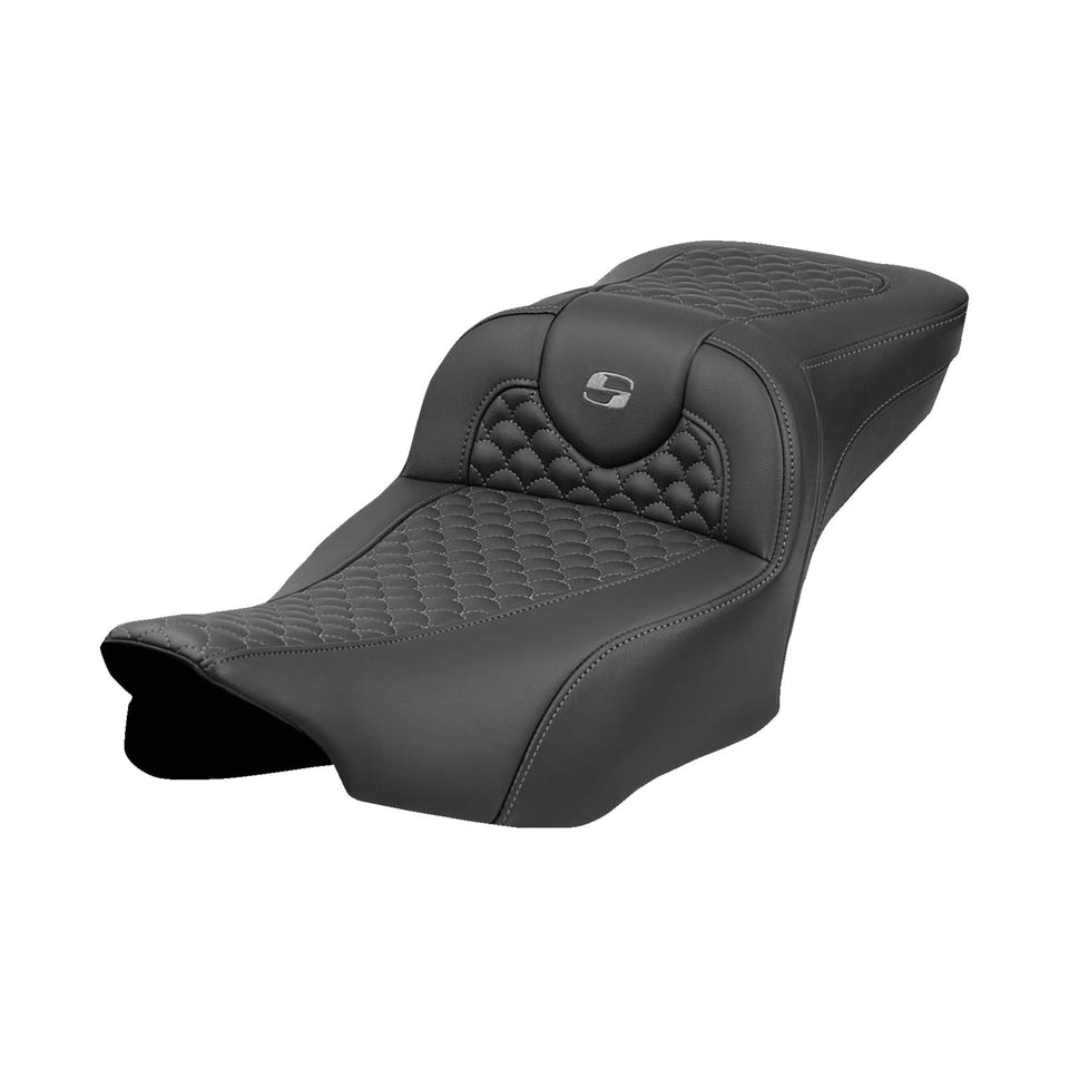 SADDLEMEN - ROADSOFA™ EXTENDED REACH SEAT - DRAGON SCALE STITCH - DARK GRAY STITCH - FL '23-'24