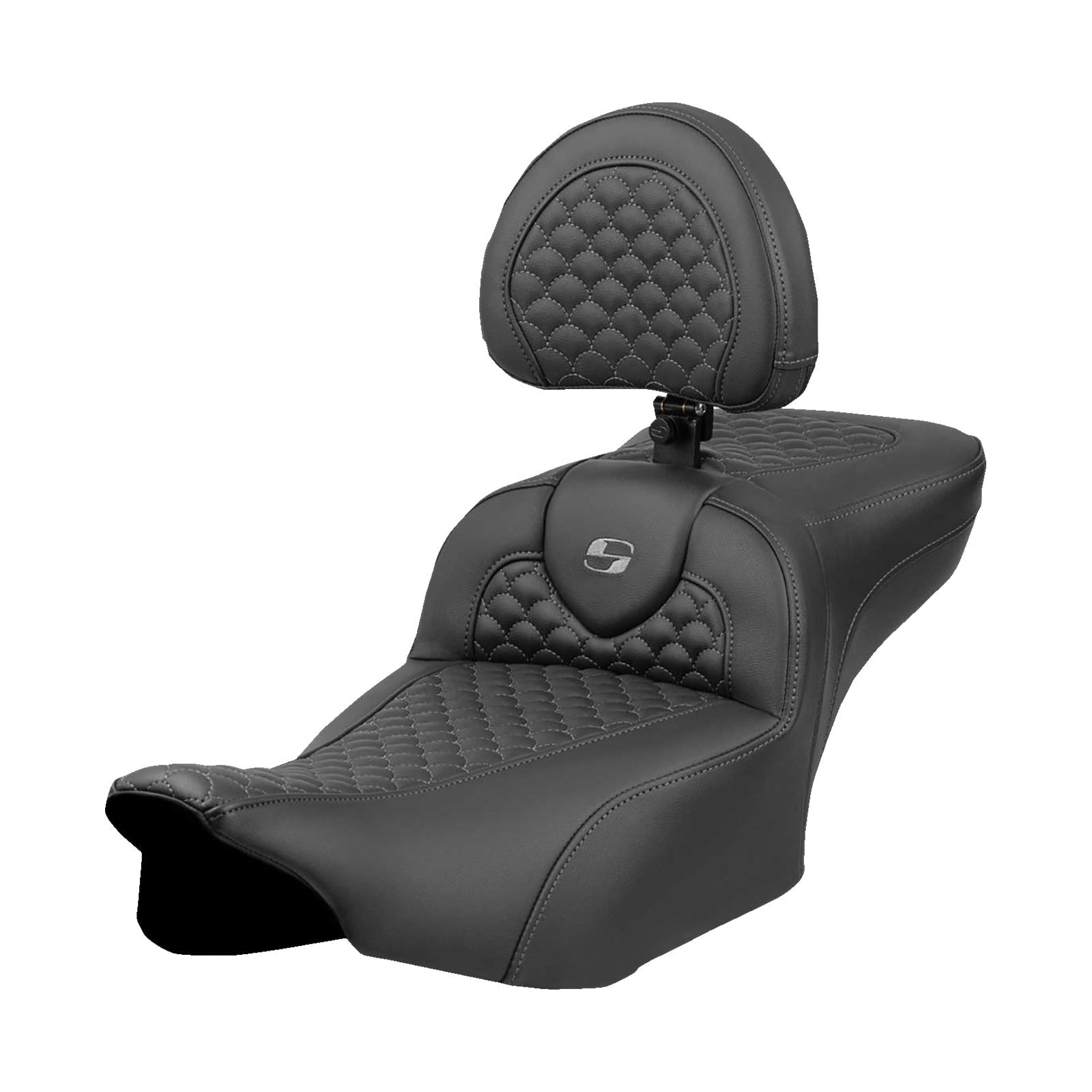 SADDLEMEN - ROADSOFA™ EXTENDED REACH SEAT - DRAGON SCALE STITCH - DARK GRAY STITCH - FL '23-'24