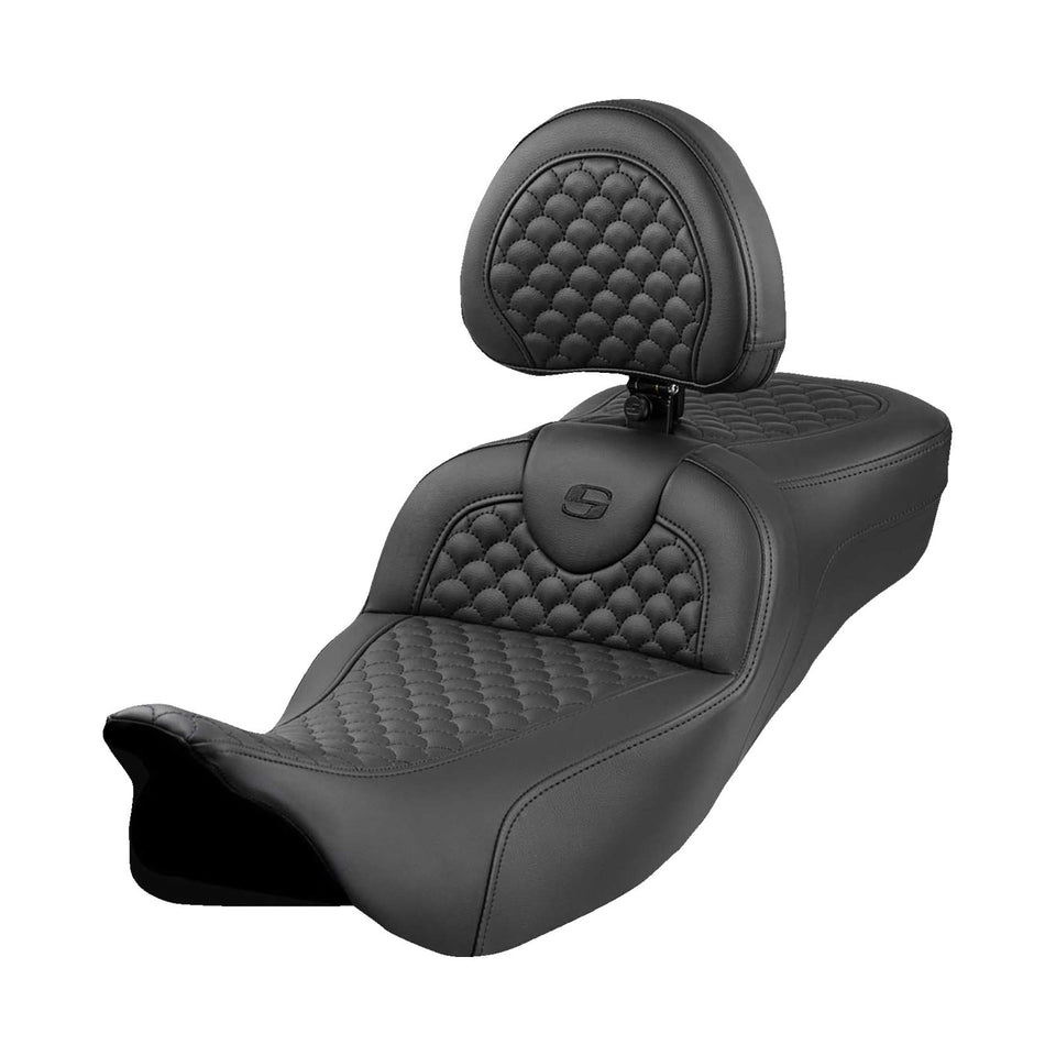 SADDLEMEN - ROADSOFA™ EXTENDED REACH SEAT - DRAGON SCALE STITCH - FLH/FLT '08-'24