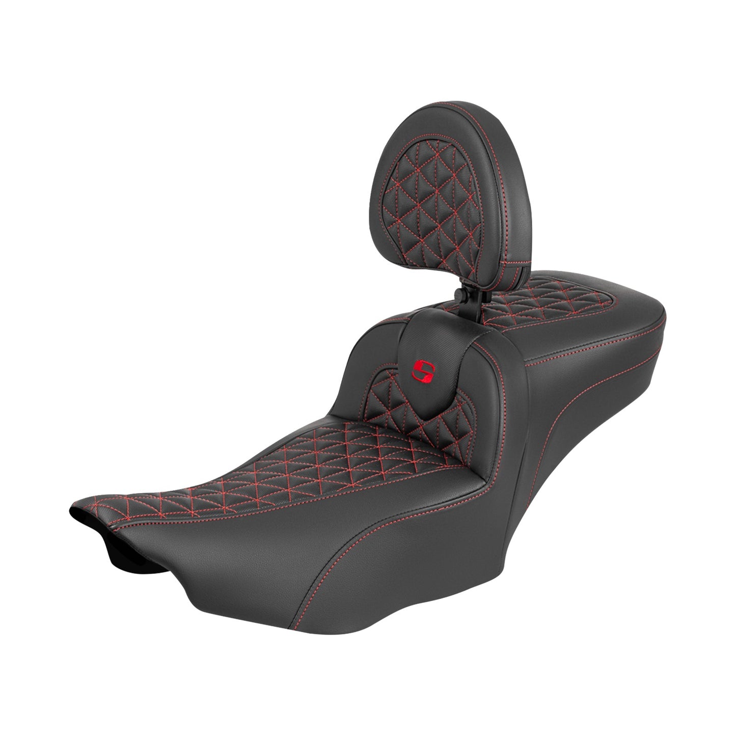 SADDLEMEN - ROADSOFA(TM) EXTENDED REACH SEAT - WITH BACKREST - RED STITCH - FLH/FLT '23-'25
