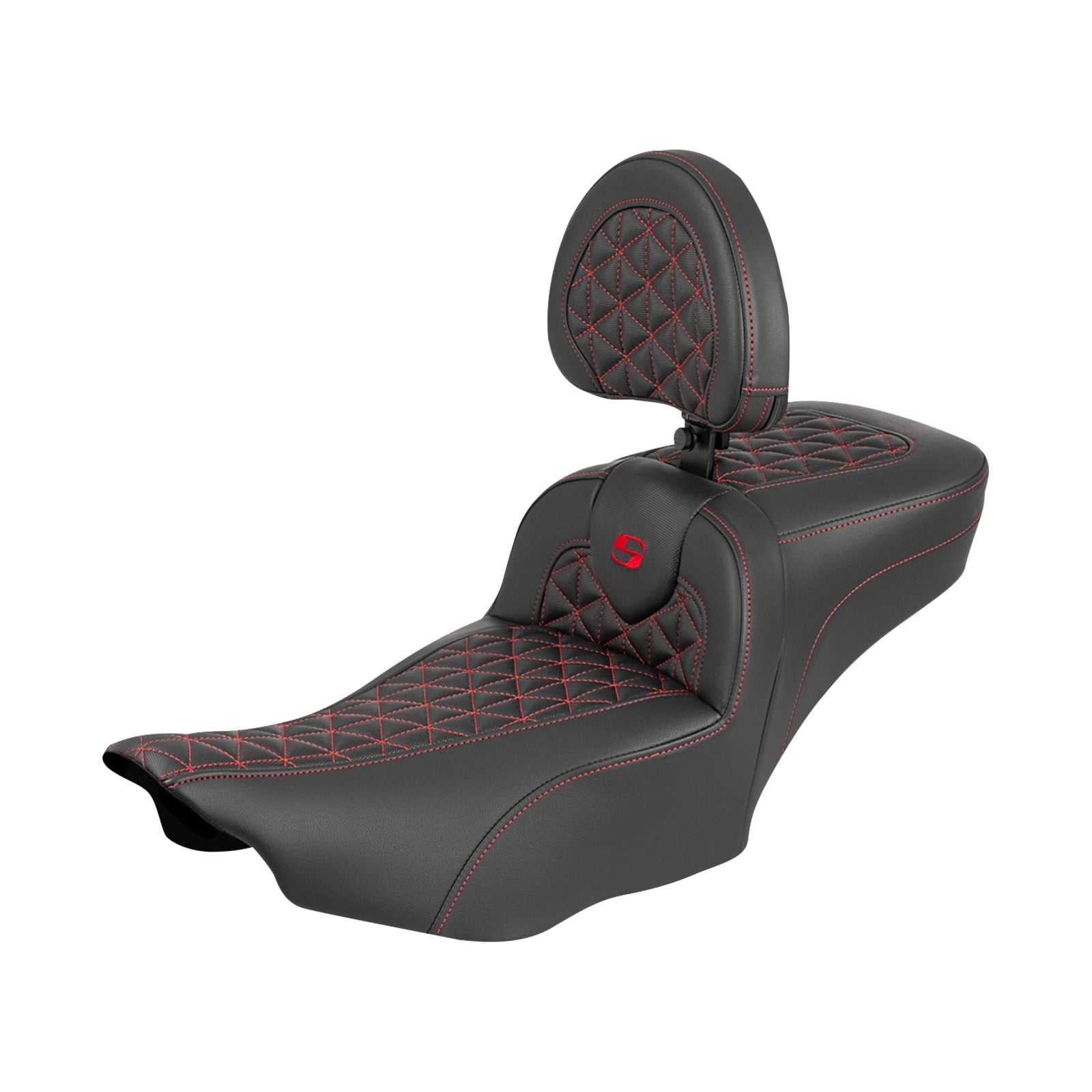 SADDLEMEN - ROADSOFA(TM) EXTENDED REACH SEAT - WITH BACKREST - RED STITCH - FLH/FLT '23-'25