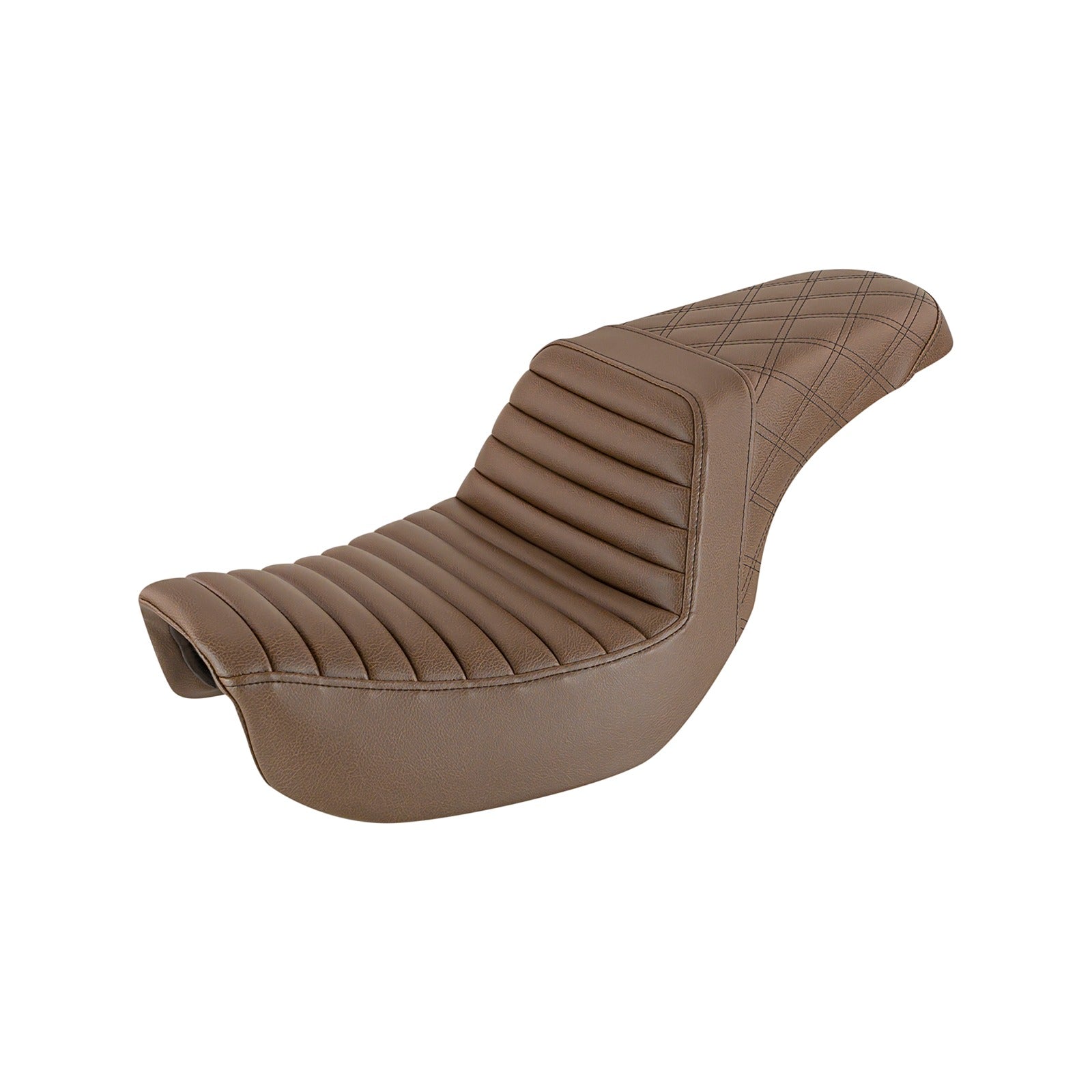 SADDLEMEN - STEP-UP SEAT - FRONT TUCK-N-ROLL/REAR LATTICE STITCH - BROWN