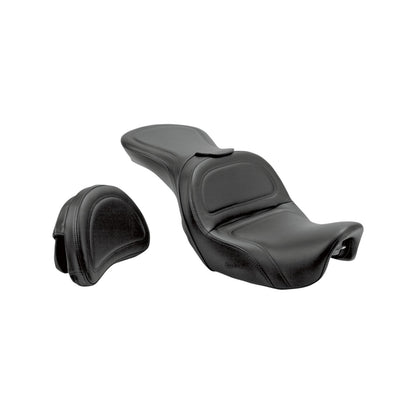 SADDLEMEN - SEAT - EXPLORER(TM) - WITH BACKREST - STITCHED - BLACK - FLD/FXD '06-'17