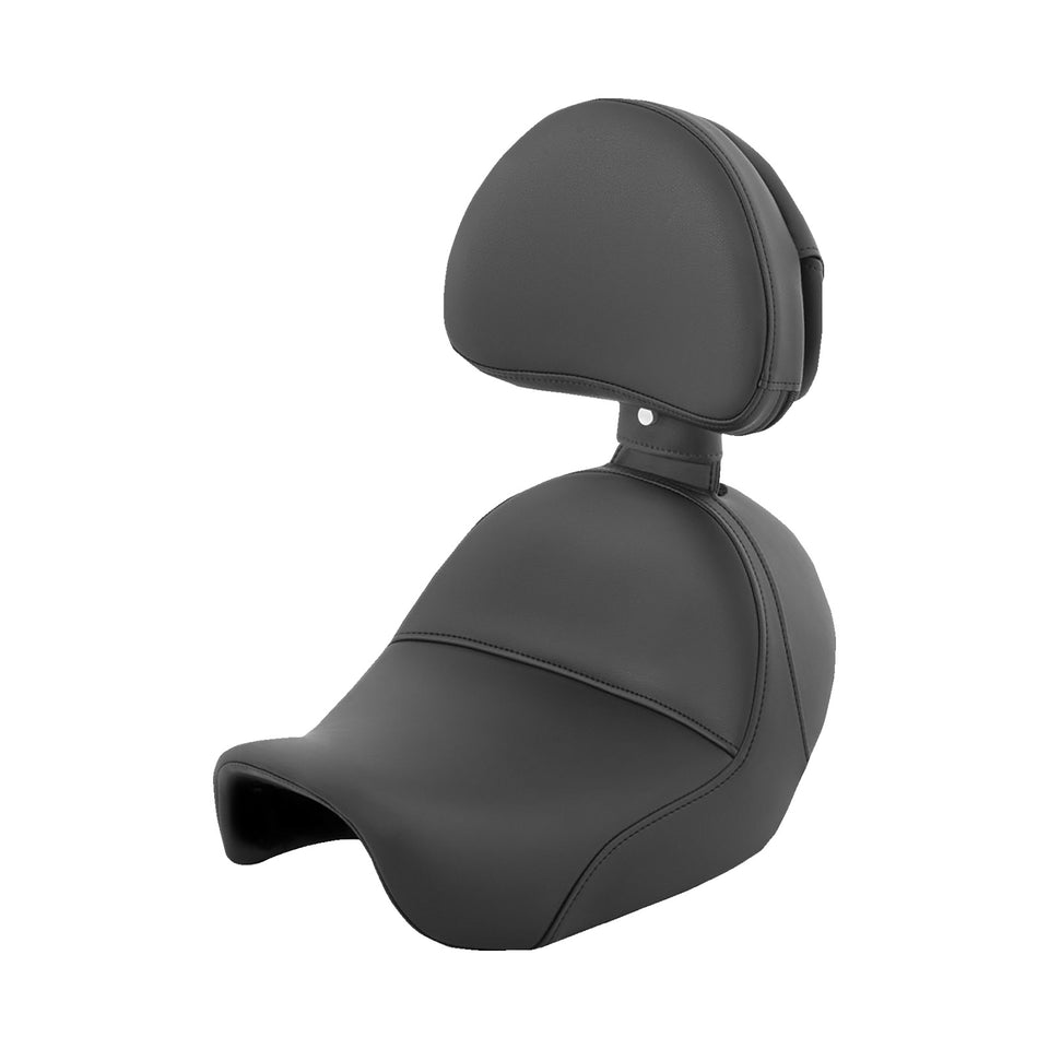 SADDLEMEN - HEELS DOWN SOLO SEAT - WITH BACKREST - PLAIN - BLACK - DYNA