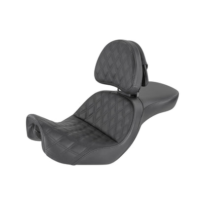SADDLEMEN - EXPLORER SEAT - WITH BACKREST - LATTICE STITCHED - BLACK - FXD