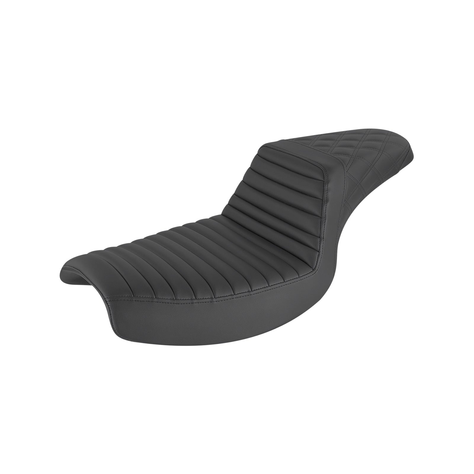 SADDLEMEN - STEP-UP SEAT - FRONT TUCK-N-ROLL/REAR LATTICE STITCH - BLACK