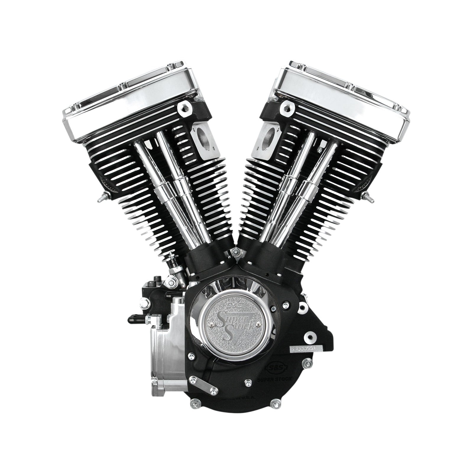 S&S CYCLE - V80 LONG-BLOCK ENGINE - WRINKLE BLACK - CUSTOM CHASSIS | EVOLUTION BIG TWIN