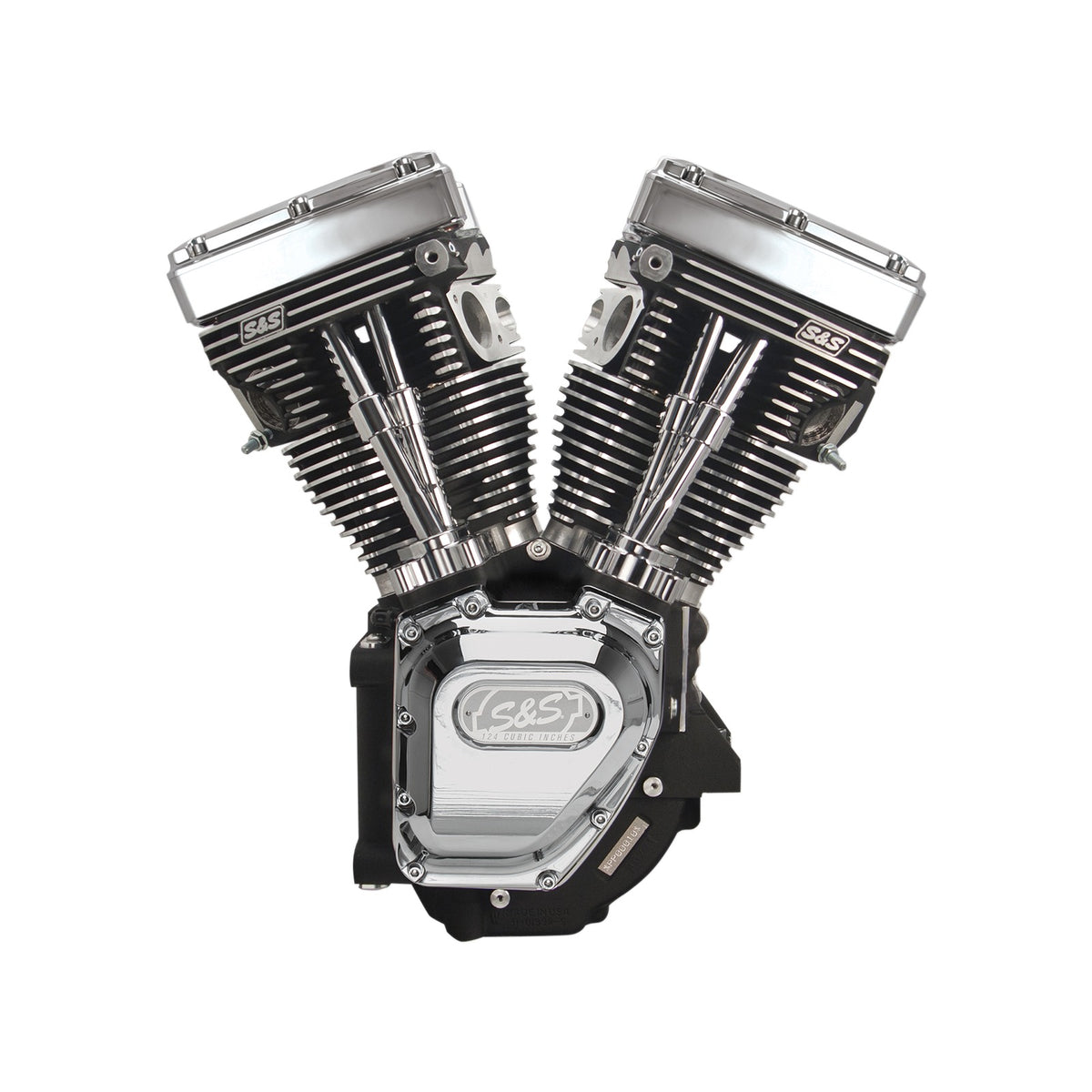 S&S CYCLE - T124 LONG BLOCK ENGINE - WRINKLE BLACK WITH CHROME - TOURING | DYNA