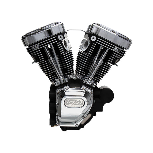 S&S CYCLE - T124 LONG BLOCK ENGINE - WRINKLE BLACK AND CHROME - TOURING