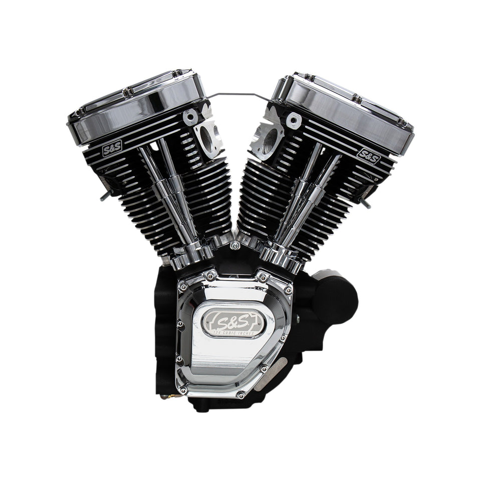 S&S CYCLE - T124 LONG BLOCK ENGINE - WRINKLE BLACK AND CHROME - TOURING