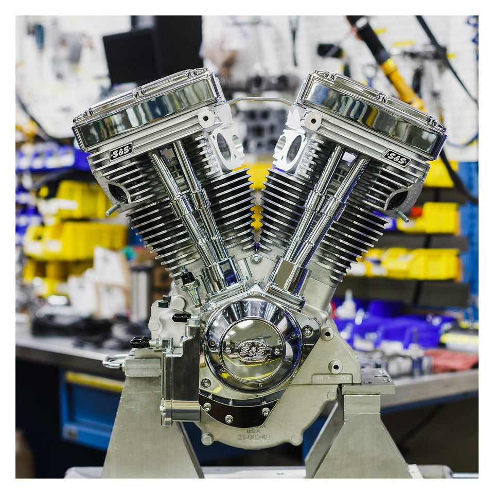 S&S CYCLE - V111 LONG-BLOCK ENGINE- NATURAL - 84-'99 CUSTOM CHASIS W/ALTERNATOR STYLE PRIMARY