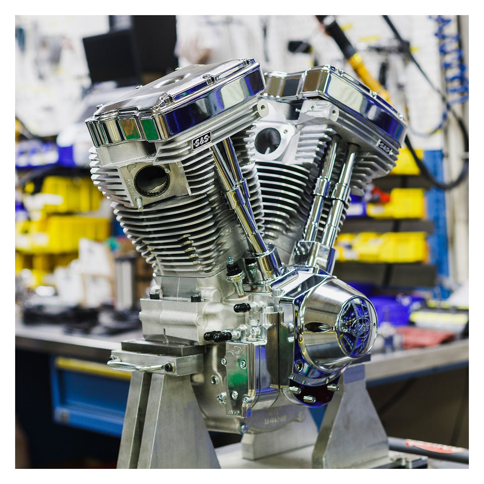 S&S CYCLE - V111 LONG-BLOCK ENGINE- NATURAL - 84-'99 CUSTOM CHASIS W/ALTERNATOR STYLE PRIMARY