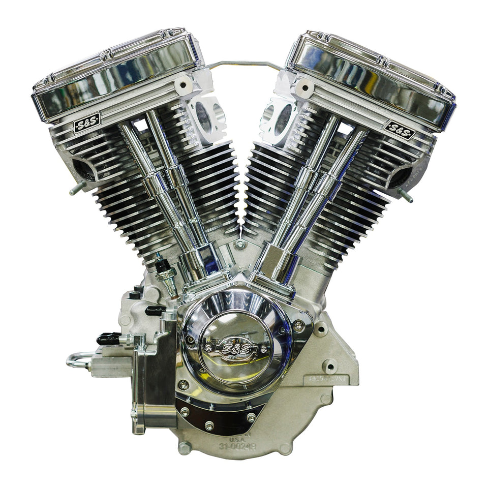 S&S CYCLE - V111 LONG-BLOCK ENGINE- NATURAL - 84-'99 CUSTOM CHASIS W/ALTERNATOR STYLE PRIMARY