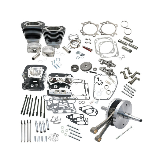 S&S CYCLE - 124" HOT SET UP(R) - BIG BORE/STROKER - WRINKLE BLACK - 96/103/110A TWIN CAM