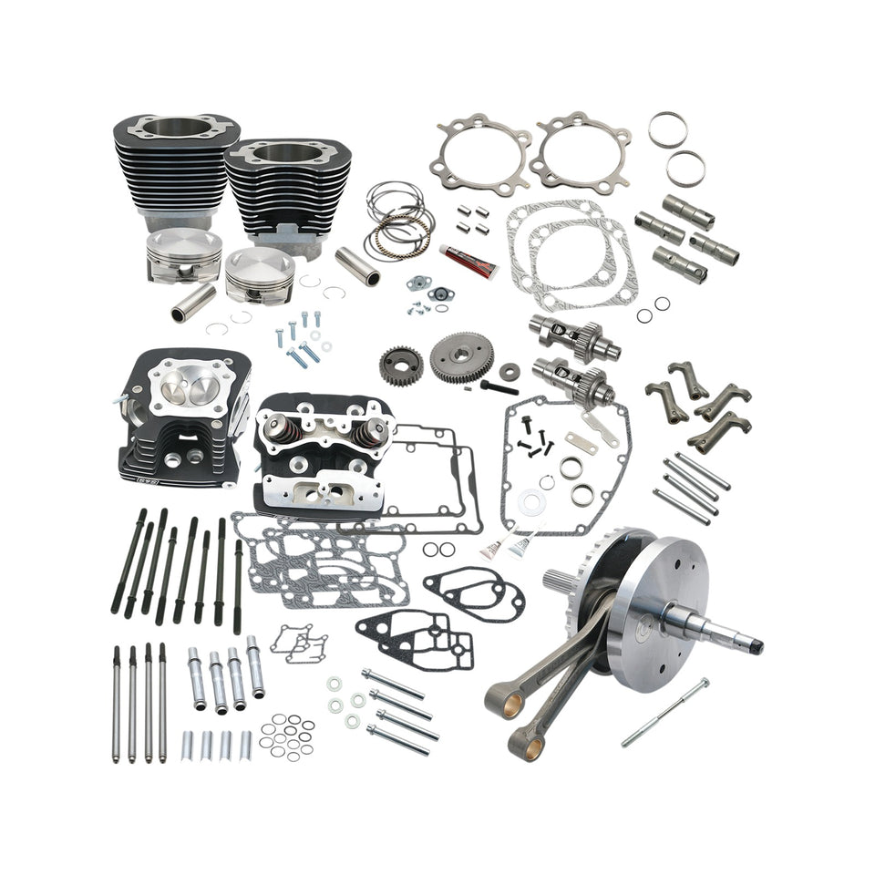 S&S CYCLE - 124" HOT SET UP(R) - BIG BORE/STROKER - WRINKLE BLACK - 96/103/110A TWIN CAM