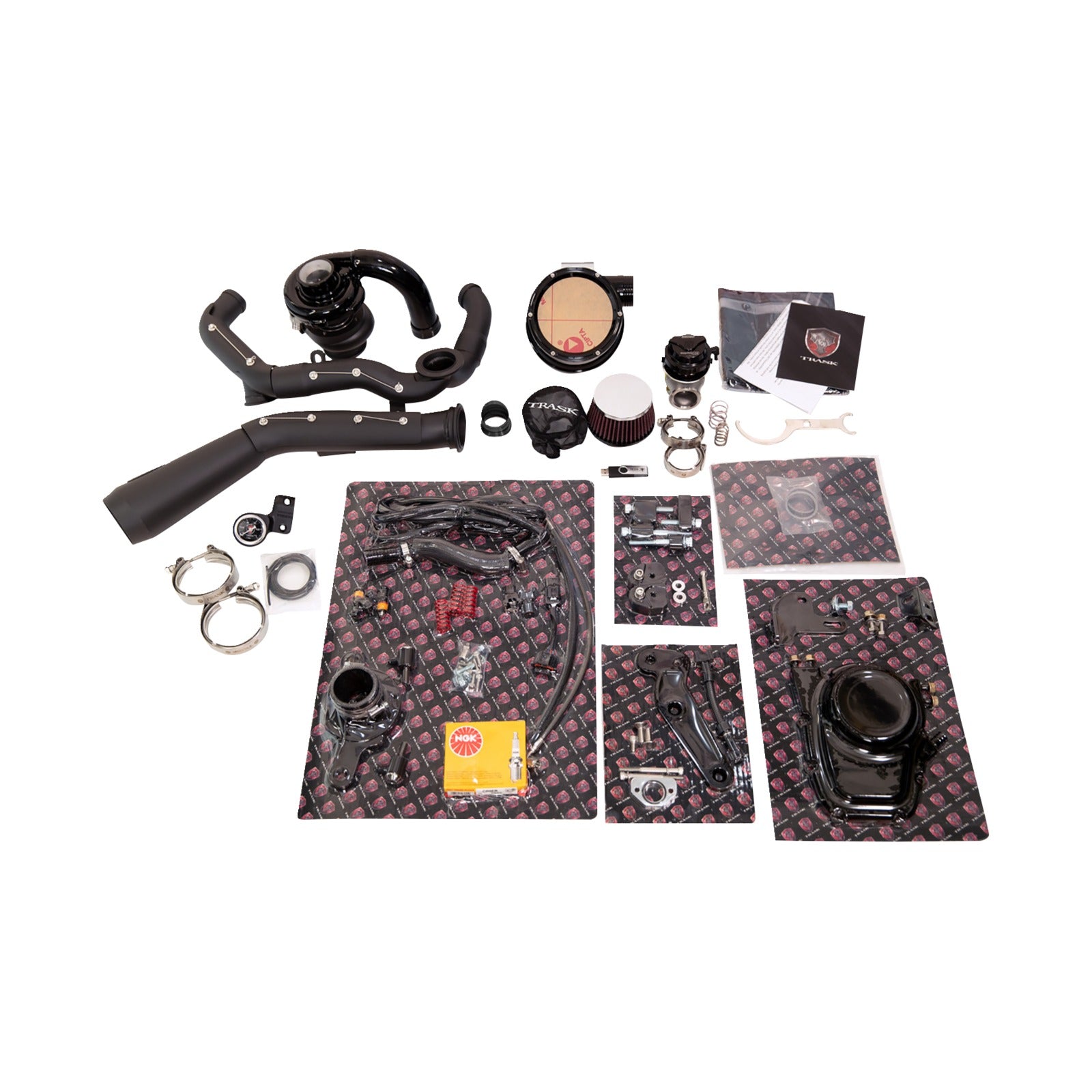 TRASK - TORNADO TURBO PERFORMANCE KIT - BLACK WITH BLACK EXHAUST - M8