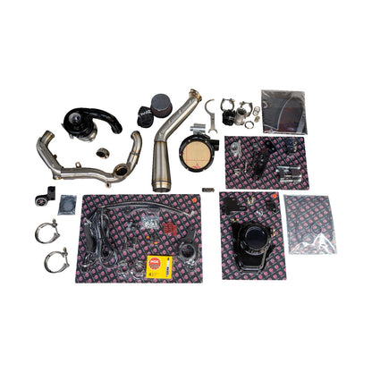 TRASK - TORNADO TURBO PERFORMANCE KIT - BLACK WITH BRUSHED STAINLESS STEEL EXHAUST - M8