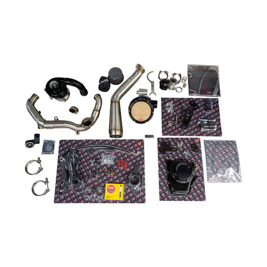 TRASK - TORNADO TURBO PERFORMANCE KIT - BLACK WITH BRUSHED STAINLESS STEEL EXHAUST - M8