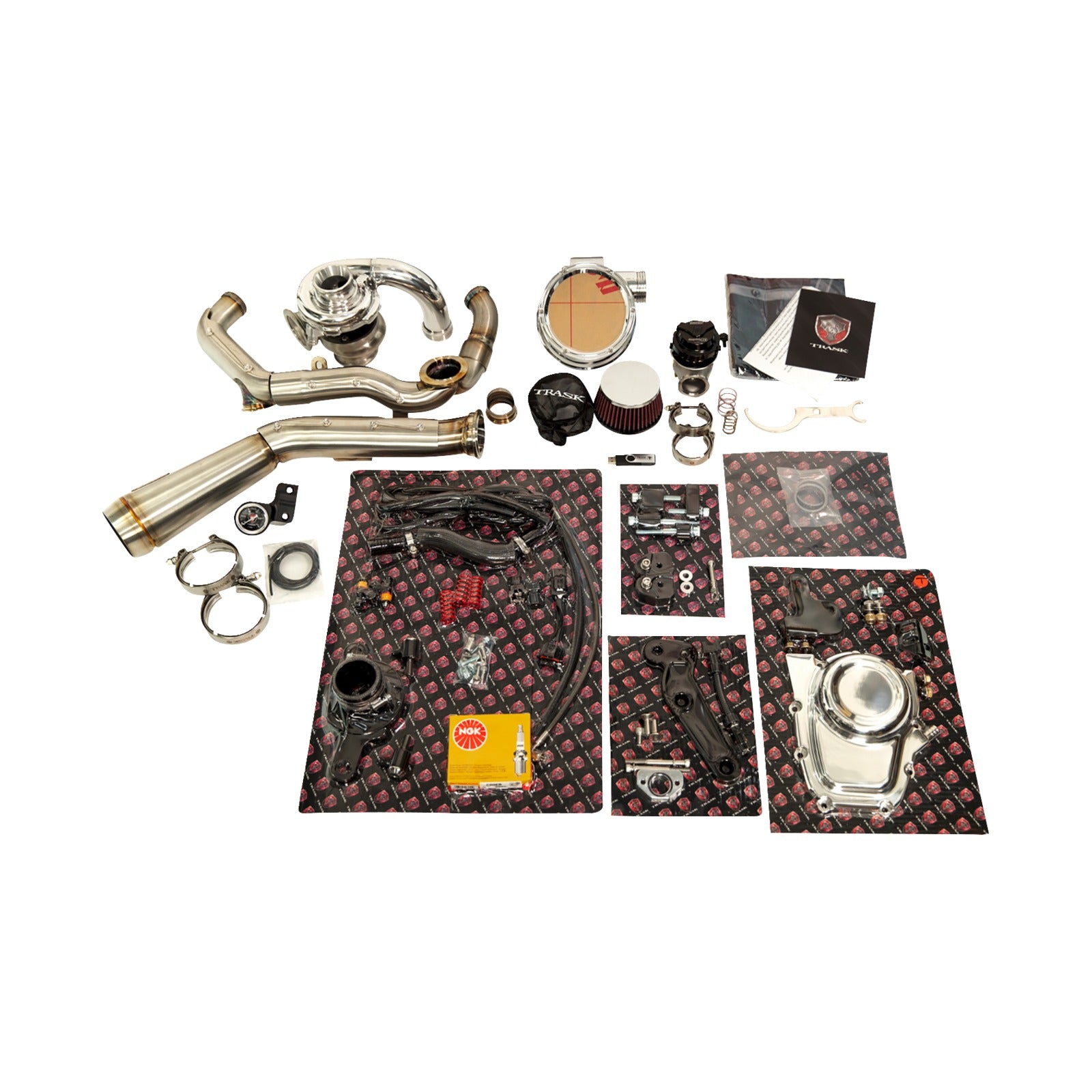 TRASK - TORNADO TURBO PERFORMANCE KIT - POLISHED WITH BRUSHED STAINLESS STEEL EXHAUST - M8