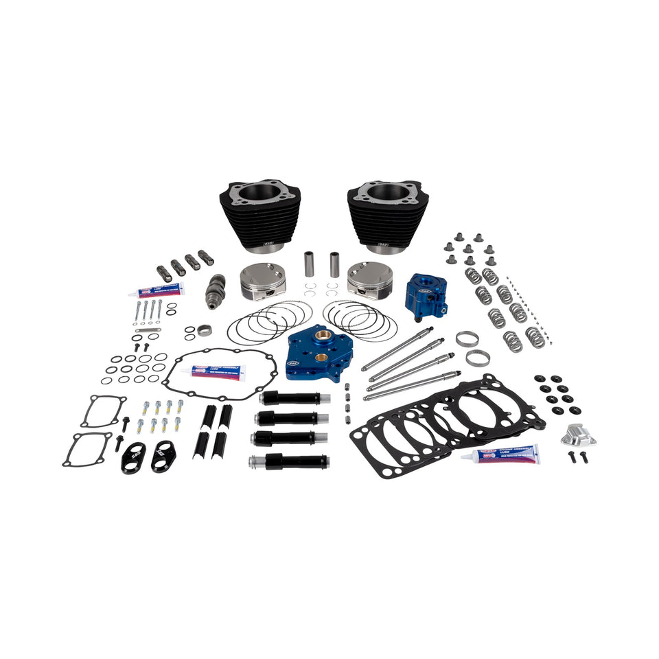 S&S CYCLE - 129" POWER PACKAGE - HPT496 - CHAIN DRIVE - OIL COOLED - BLACK W/O HIGHLIGHTS - 107" M8