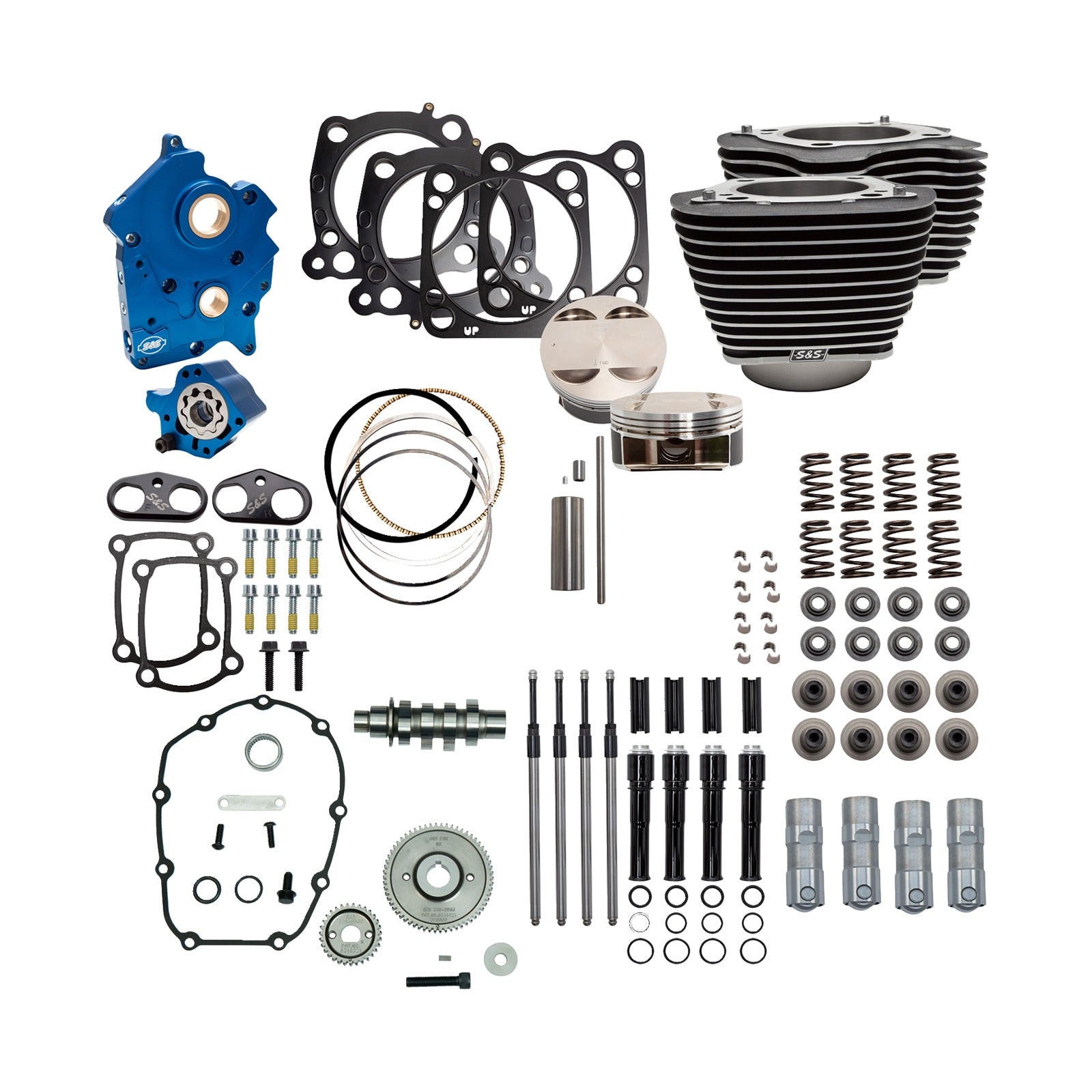 S&S CYCLE - POWER PACK - OIL COOLED - 550G - WRINKLE BLACK W/HIGHLIGHT - BLACK PUSHROD TUBES - M8
