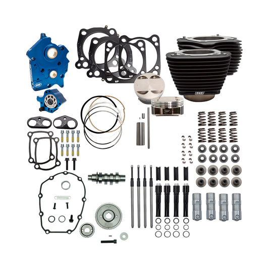 S&S CYCLE - POWER PACK - OIL COOLED - 550G - WRINKLE BLACK W/O HIGHLIGHT - BLACK PUSHROD TUBES - M8