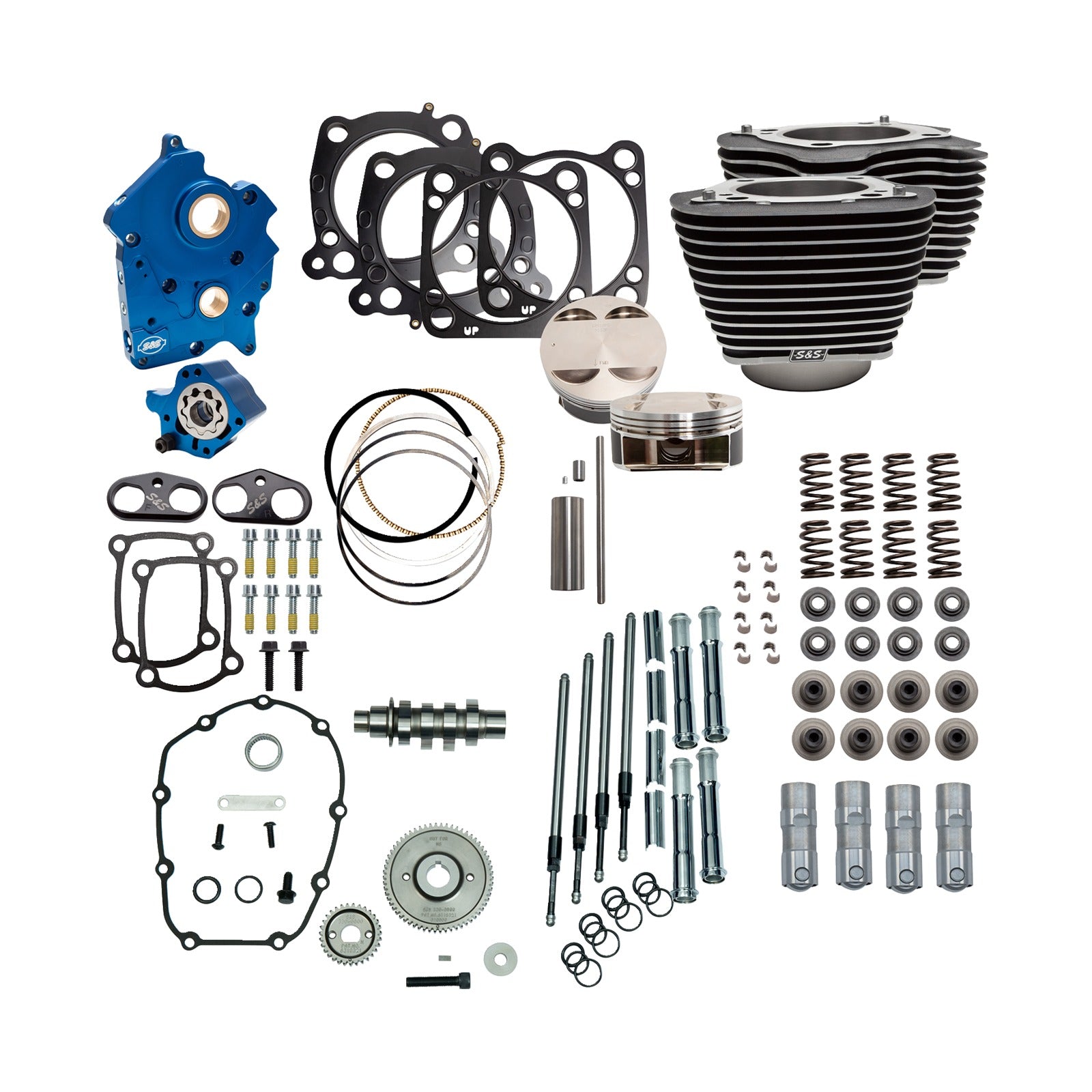 S&S CYCLE - POWER PACK - WATER COOLED - 550G - WRINKLE BLACK W/HIGHLIGHT - CHROME PUSHROD TUBES - M8