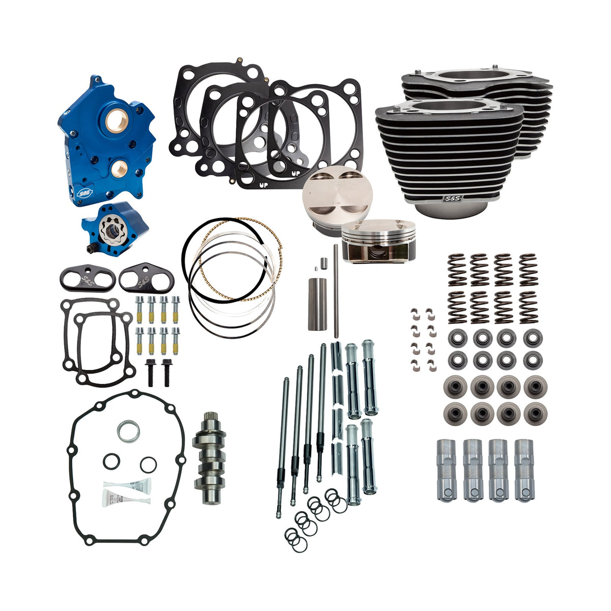 S&S CYCLE - POWER PACK - OIL COOLED - 550C - WRINKLE BLACK W/HIGHLIGHT - CHROME PUSHROD TUBES - M8