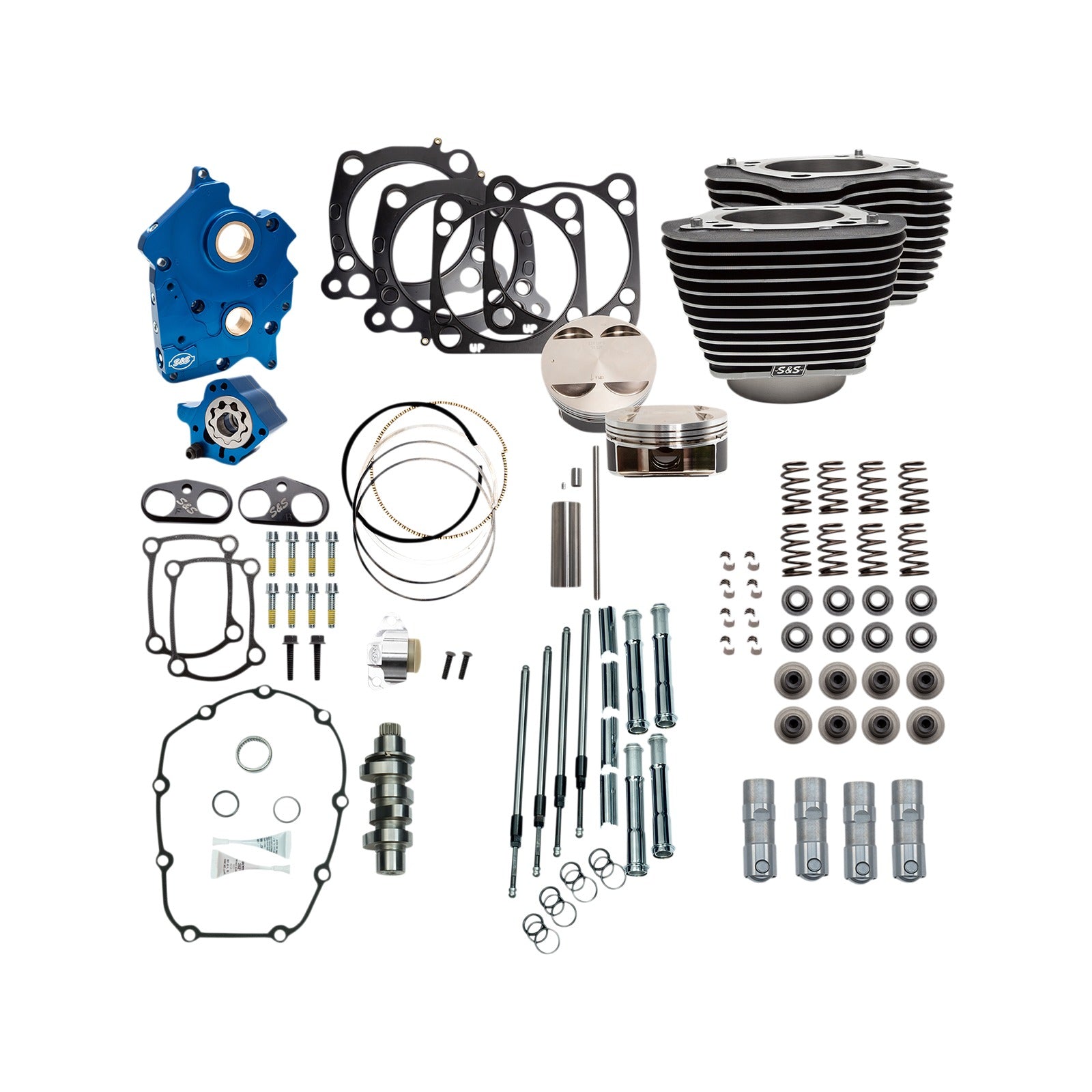 S&S CYCLE - POWER PACK - OIL COOLED - 550C - WRINKLE BLACK W/HIGHLIGHT - CHROME PUSHROD TUBES - M8