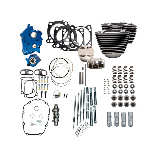 S&S CYCLE - POWER PACK - OIL COOLED - 550C - WRINKLE BLACK W/HIGHLIGHT - CHROME PUSHROD TUBES - M8