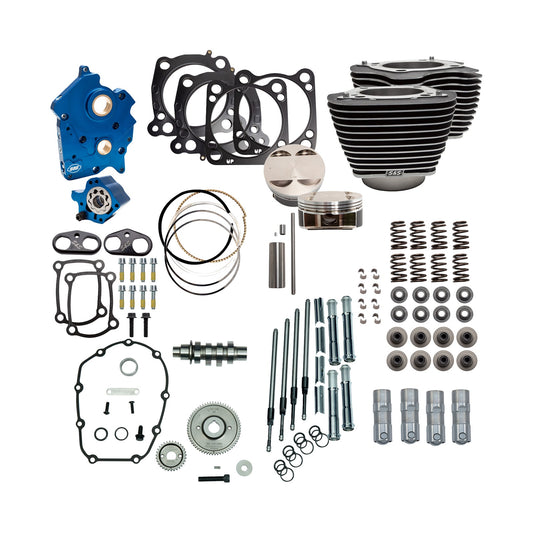 S&S CYCLE - POWER PACK - OIL COOLED - 550G - WRINKLE BLACK W/HIGHLIGHT - CHROME PUSHROD TUBES - M8