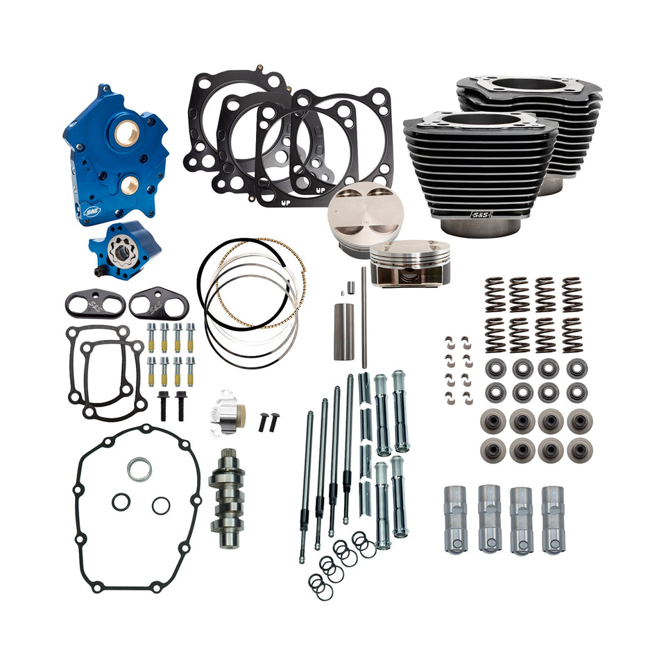 S&S CYCLE - POWER PACK - OIL COOLED - 550C - BLACK GRANITE W/HIGHLIGHT - CHROME PUSHROD TUBES - M8