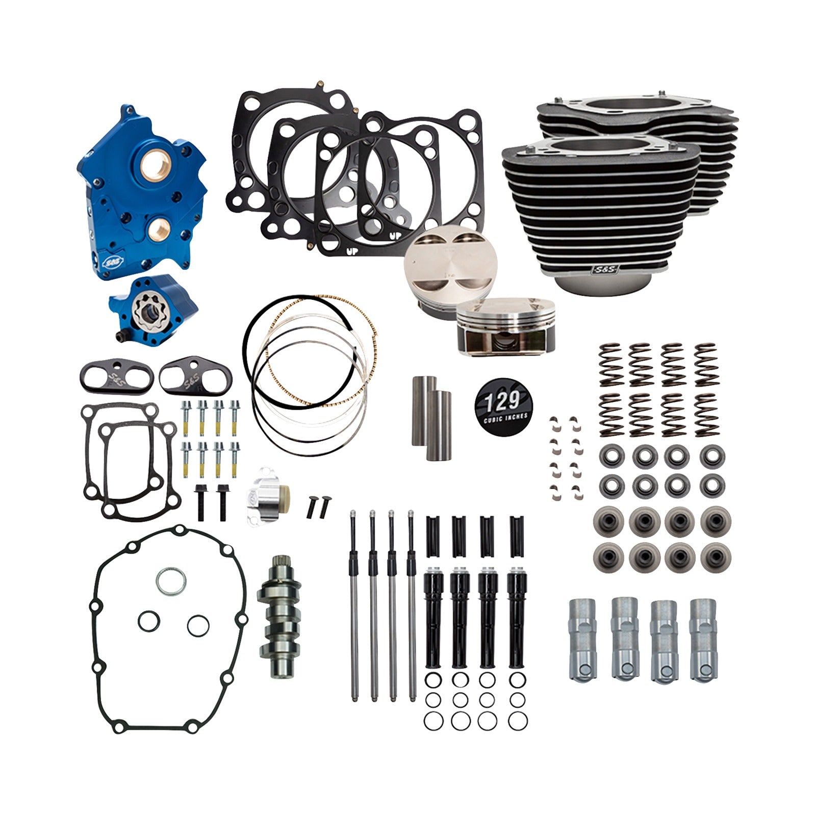 S&S CYCLE - POWER PACK - OIL COOLED - 550C - WRINKLE BLACK W/HIGHLIGHT - BLACK PUSHROD TUBES - 107" M8