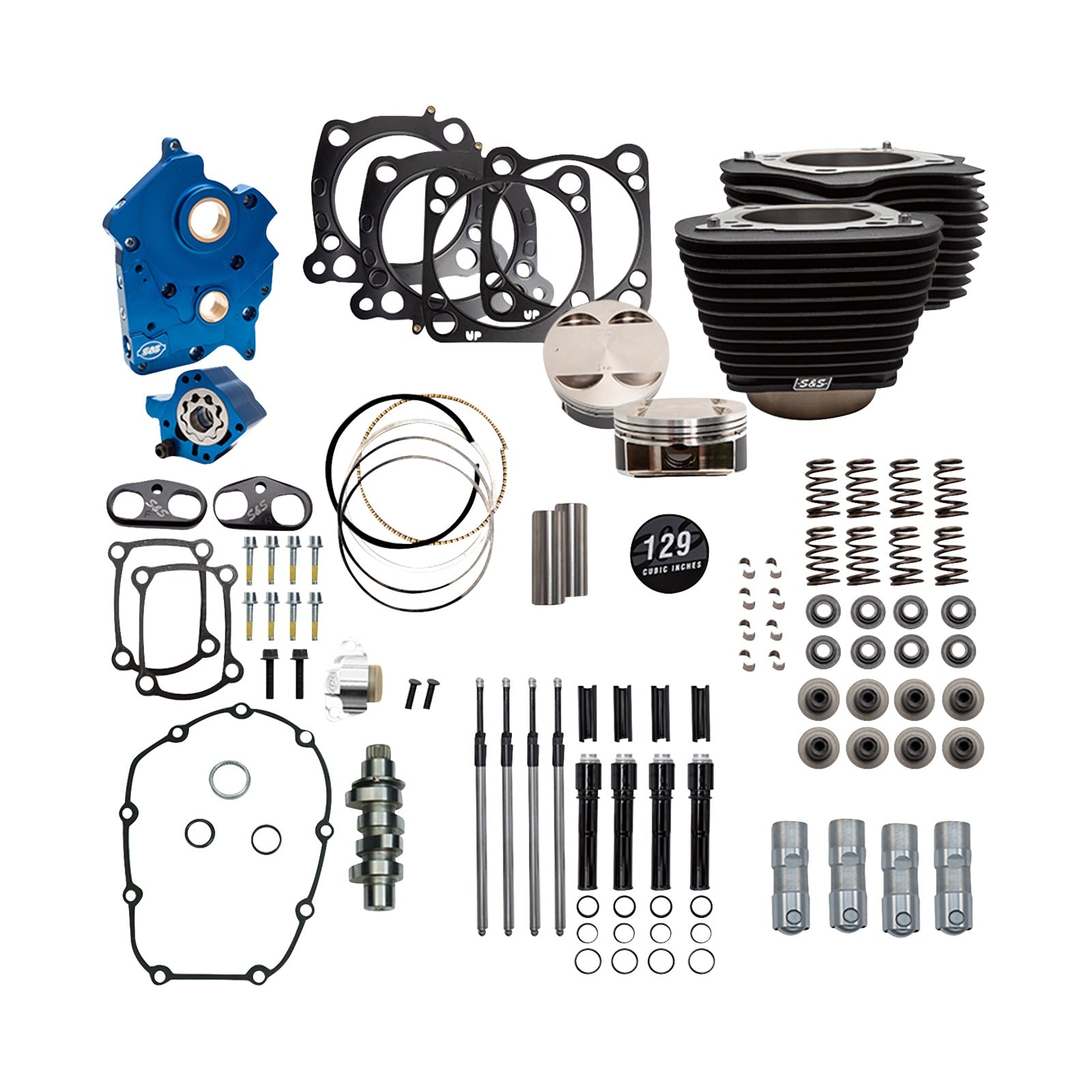 S&S CYCLE - POWER PACK - OIL COOLED - 550C - WRINKLE BLACK W/O HIGHLIGHT - BLACK PUSHROD TUBES - 107" M8