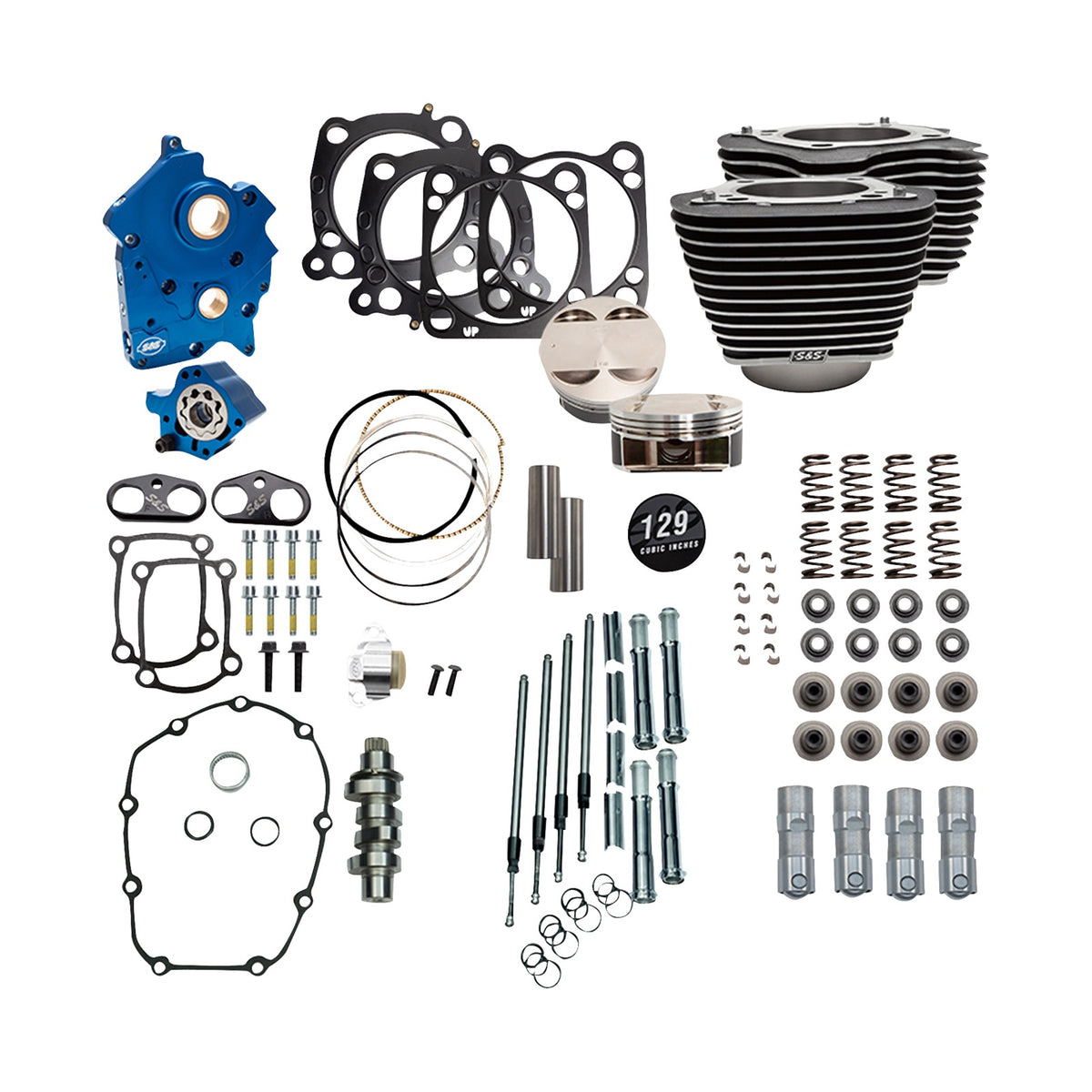 S&S CYCLE - POWER PACK - OIL COOLED - 550G - WRINKLE BLACK W/O HIGHLIGHT - BLACK PUSHROD TUBES - 107" M8
