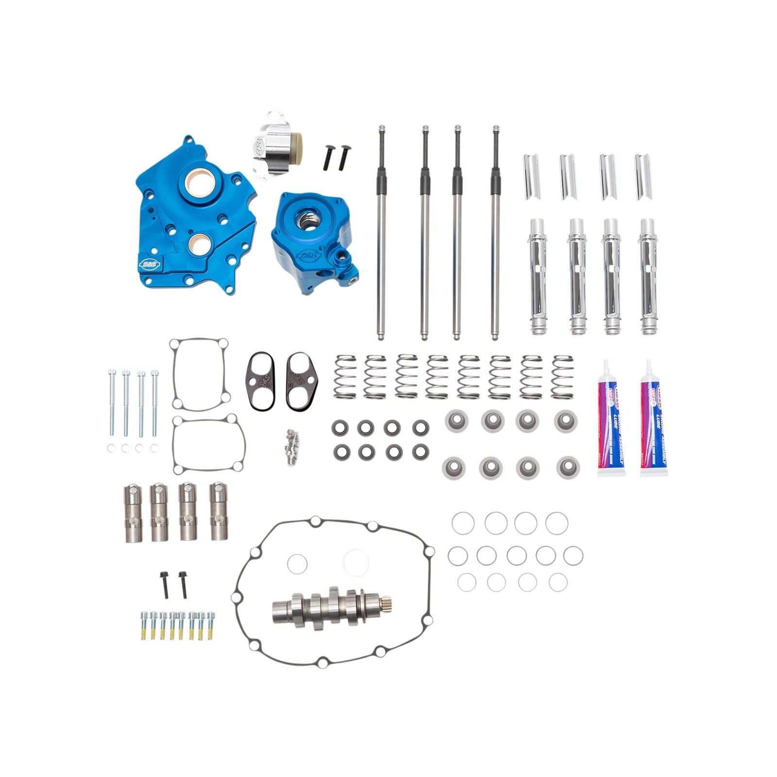 S&S CYCLE - CAM CHEST KIT WITH PLATE - CHAIN DRIVE - WATER COOLED - 540 CAM - CHROME PUSHRODS - M8