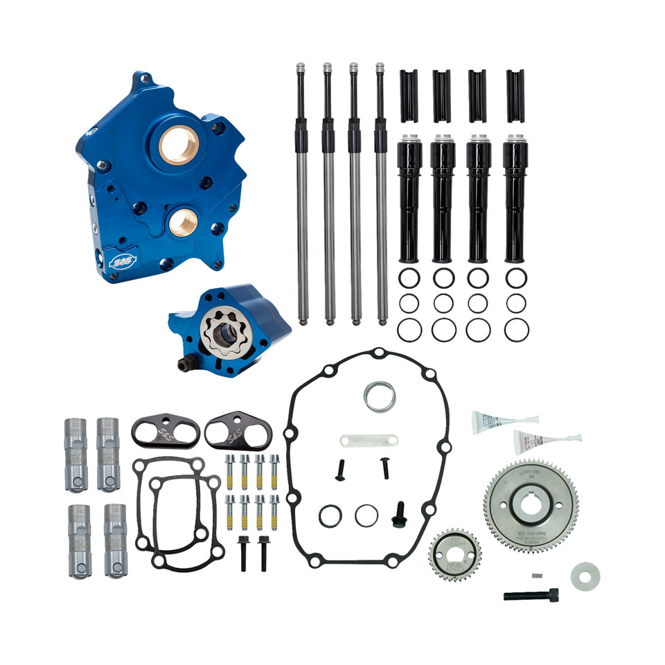 S&S CYCLE - CAM CHEST KIT WITHOUT CAMS - GEAR DRIVE - OIL COOLED - CHROME PUSHRODS - M8