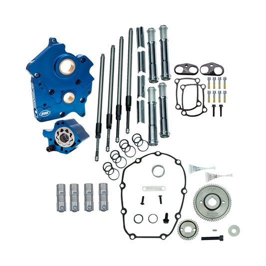 S&S CYCLE - CAM CHEST KIT WITHOUT CAMS - GEAR DRIVE - WATER COOLED - CHROME PUSHRODS - M8