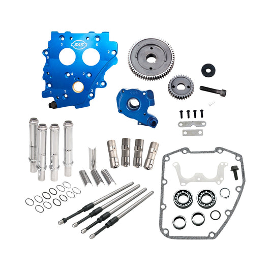 S&S CYCLE - CAM CHEST KIT WITHOUT CAMS - GEAR DRIVE - OIL COOLED - CHROME PUSHRODS - TWIN CAM