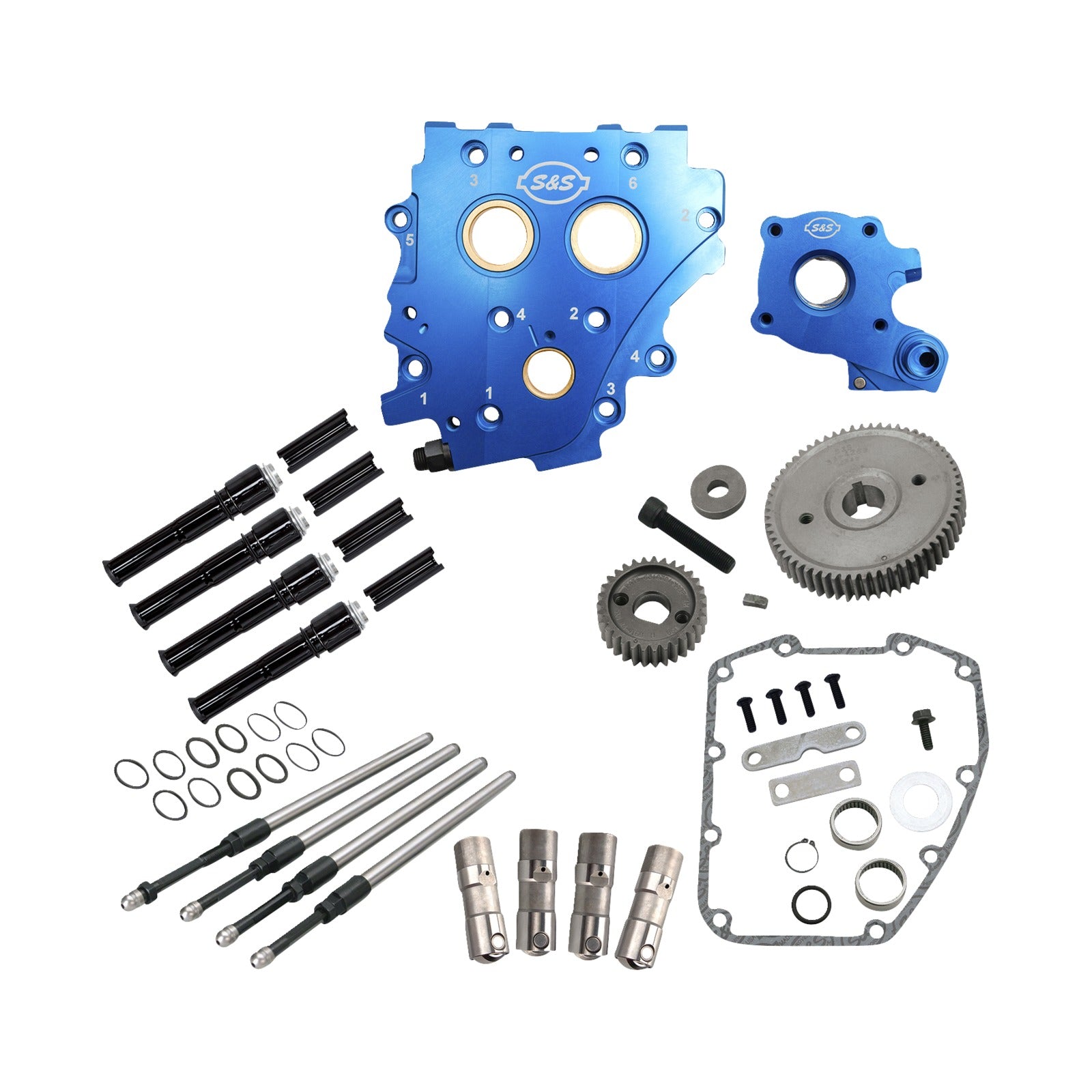 S&S CYCLE - CAM CHEST KIT WITHOUT CAMS - GEAR DRIVE - OIL COOLED - BLACK PUSHRODS - TWIN CAM