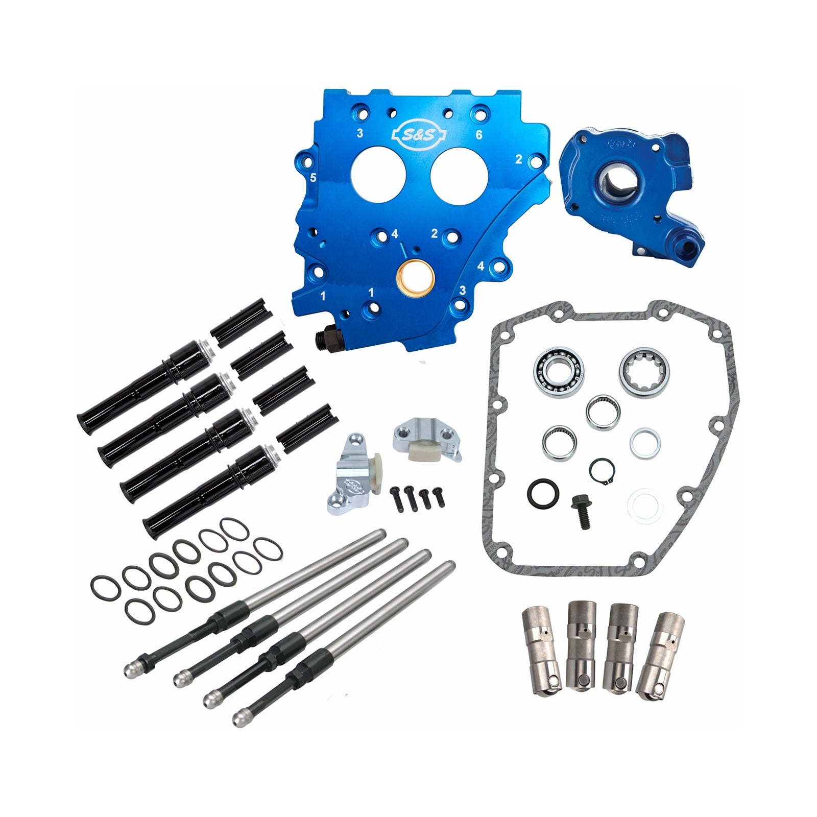 S&S CYCLE - CAM CHEST KIT WITHOUT CAMS - CHAIN DRIVE - BLACK PUSHRODS - TWIN CAM
