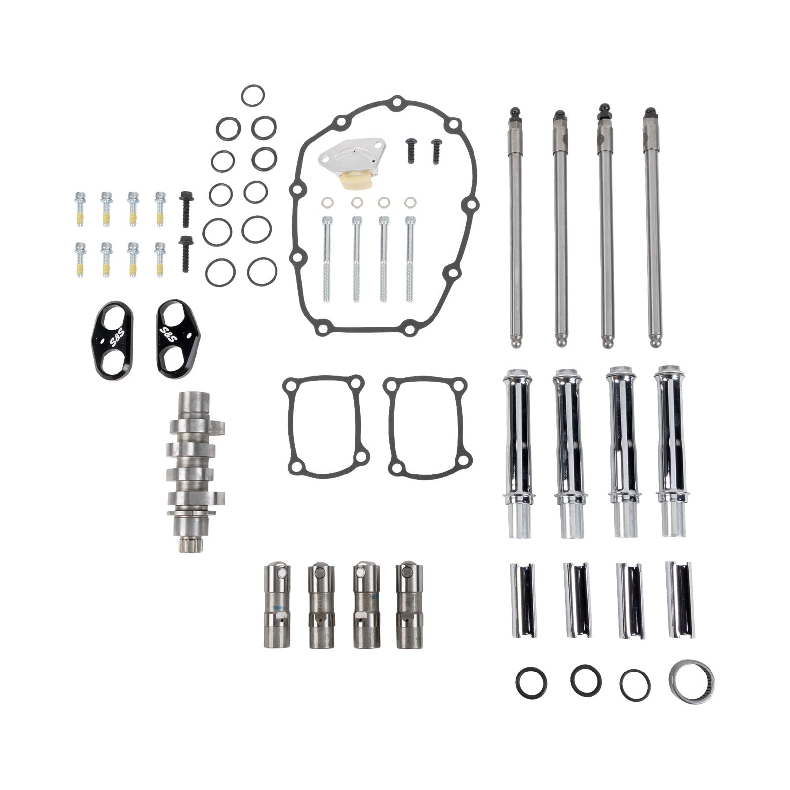 S&S CYCLE - CAMSHAFT KIT - 496 CHAIN DRIVE - CHROME PUSHROD TUBES - M8