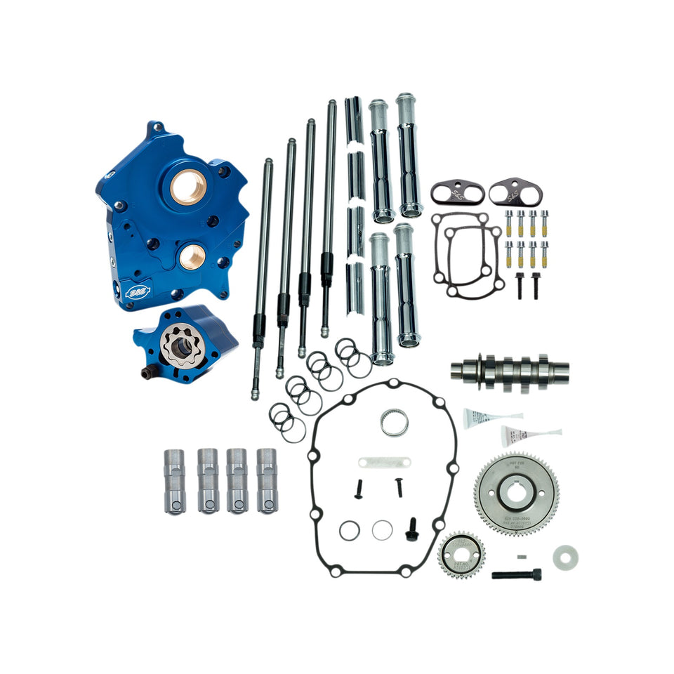 S&S CYCLE - CAM CHEST KIT - OIL COOLED - GEAR DRIVE - 465 CAM - CHROME PUSHROD TUBES - M8