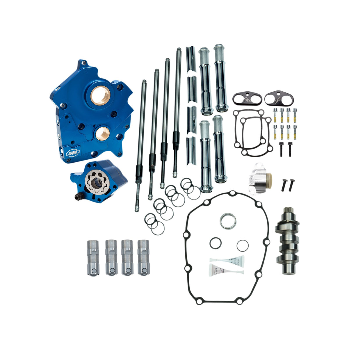 S&S CYCLE - CAM CHEST KIT - WATER COOLED - CHAIN DRIVE - 475 CAM - BLACK PUSHROD TUBES - M8
