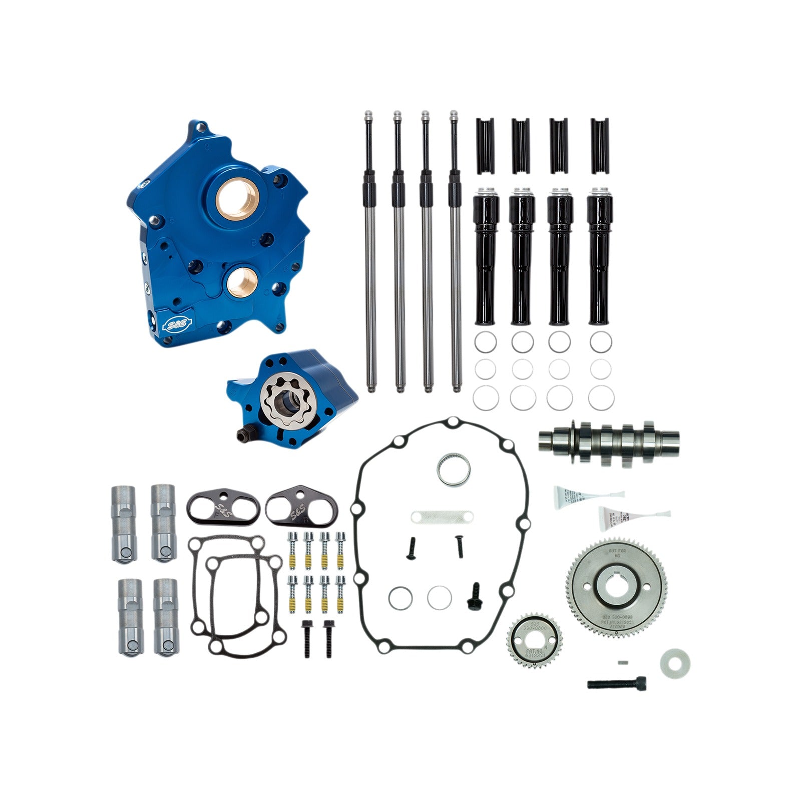 S&S CYCLE - CAM CHEST KIT - WATER COOLED - GEAR DRIVE - 475 CAM - BLACK PUSHROD TUBES - M8
